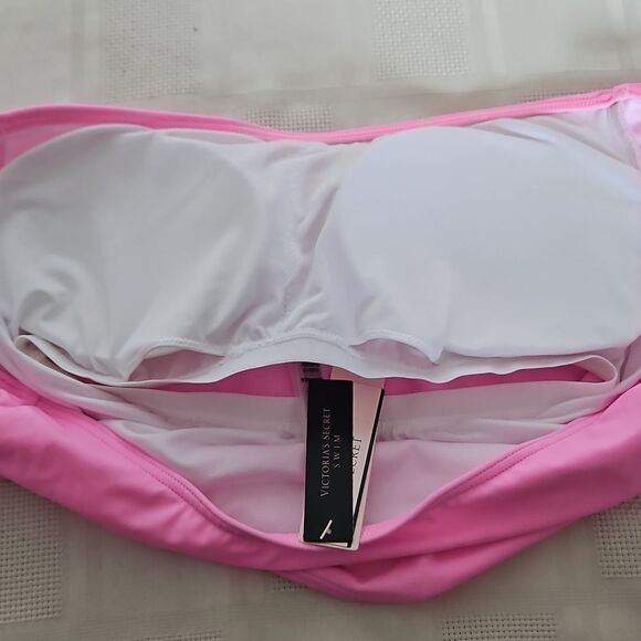 Host Pick Victoria's Secret Off The Shoulder Lightly Padded Swim Top Small Pink - Picture 7 of 16